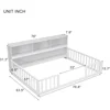 Kids Montessori Floor Bed, Full Size Floor Bed with Bookcase and Shelves, Full Bed Frame with Guardrails for Kids, Girls, Boys 2