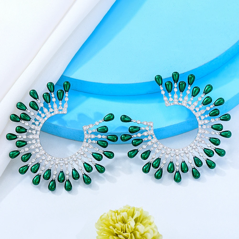 Kellybola New Big Shiny Earrings For Women Bridal Wedding Girl Daily Surper Jewelry High Quality Facebook Ins Trendy Classic