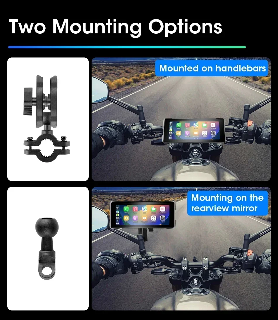 Srnubi Motorrad GPS Navigation Wasserdicht drahtlos Carplay 6,86 Zoll Bildschirm Tragbare Motorrad Android Auto Monitor DVR