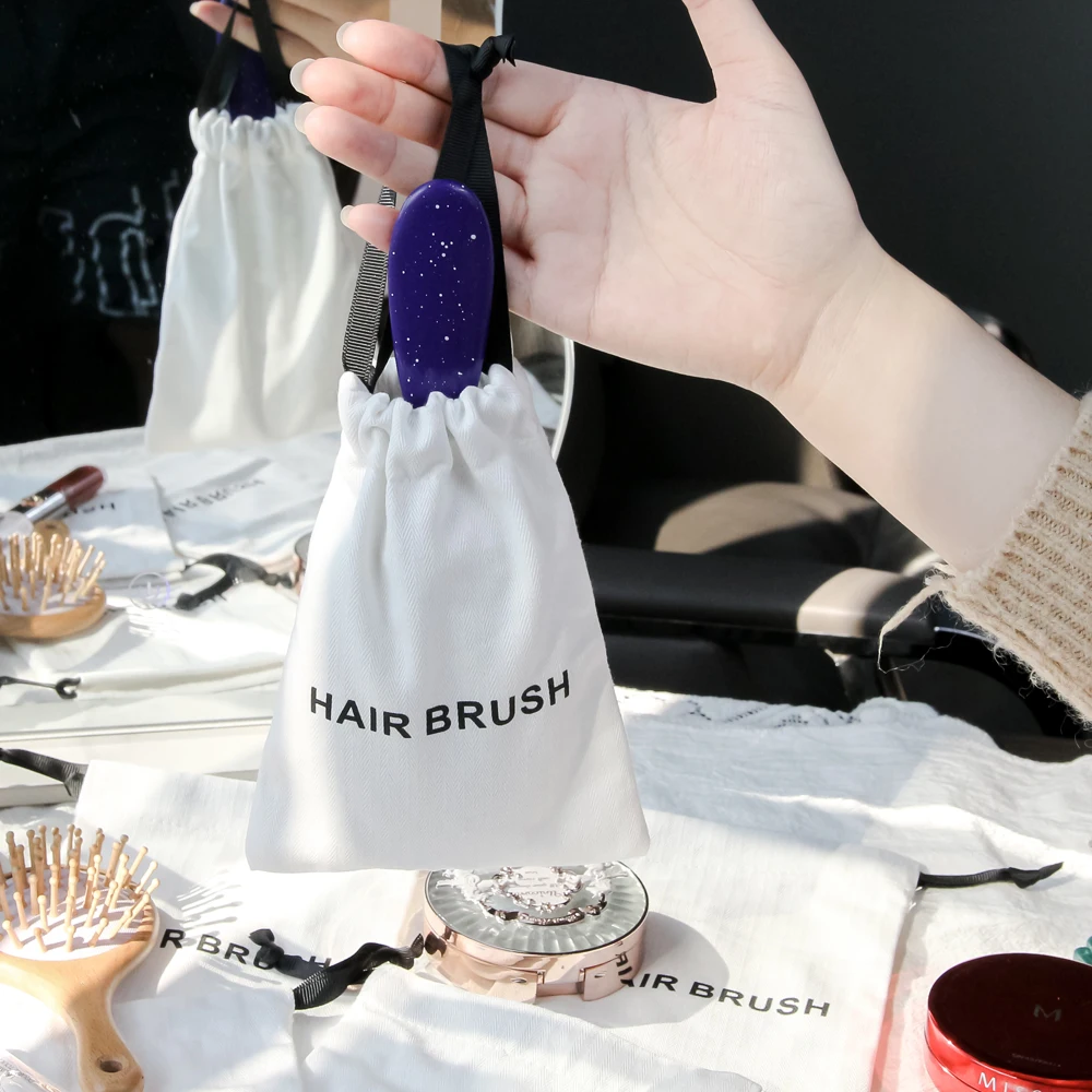 Cotton Drawstring Storage Bag White Canvas Bags for Hair Brush Travel Drawstring Pouch Soft Fabric Storage Bag Dust Bags 4