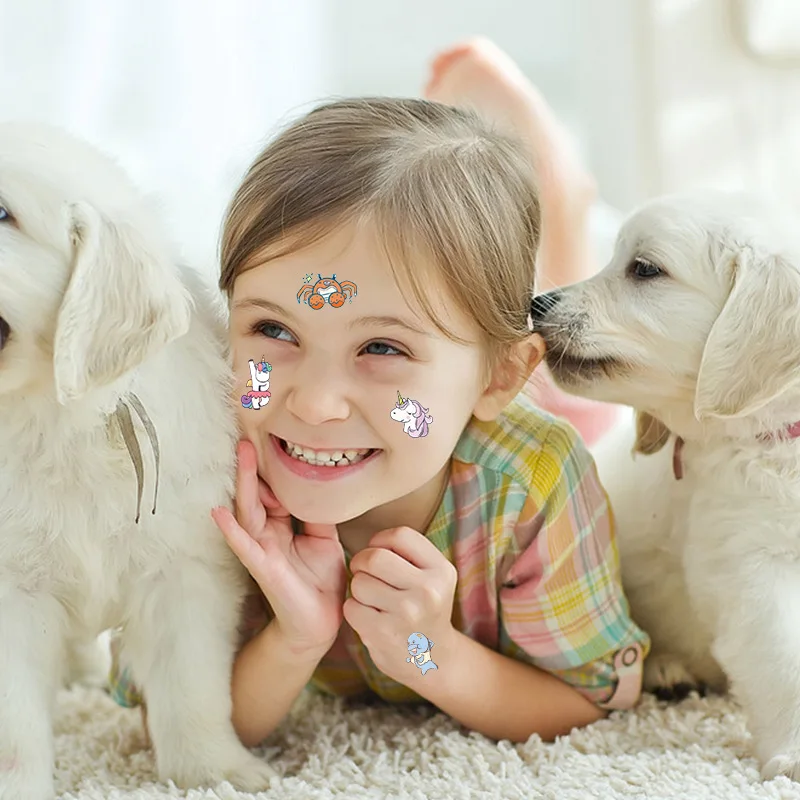 102pcs Cartoon Tattoo Stickers Children Animal Temporary Tattoo Stickers Toddler Cartoon Princess Unicorn Mermaid Tattoo Sticker