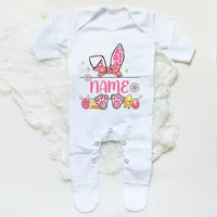 Personalised Easter Baby Romper Custom Name Infant Outfits Clothes Boy Girl Holiday Party Sleepsuit Cute Bunny Newborn Romper 2