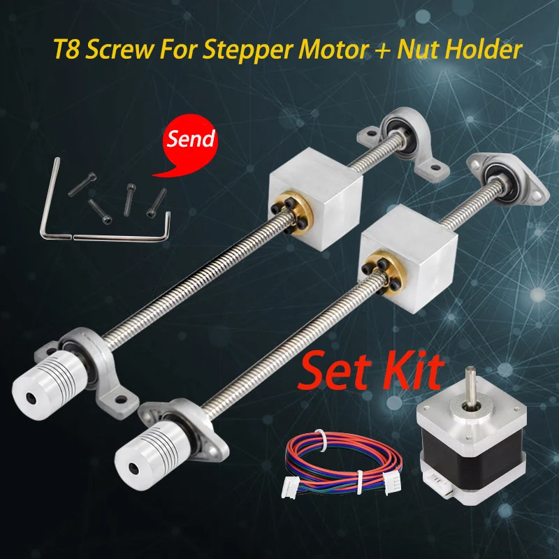 For Stepper Motor T8 Screw Diameter 8mm Set T8 Screw + Nut Holder  For 3D High Quality Accessories