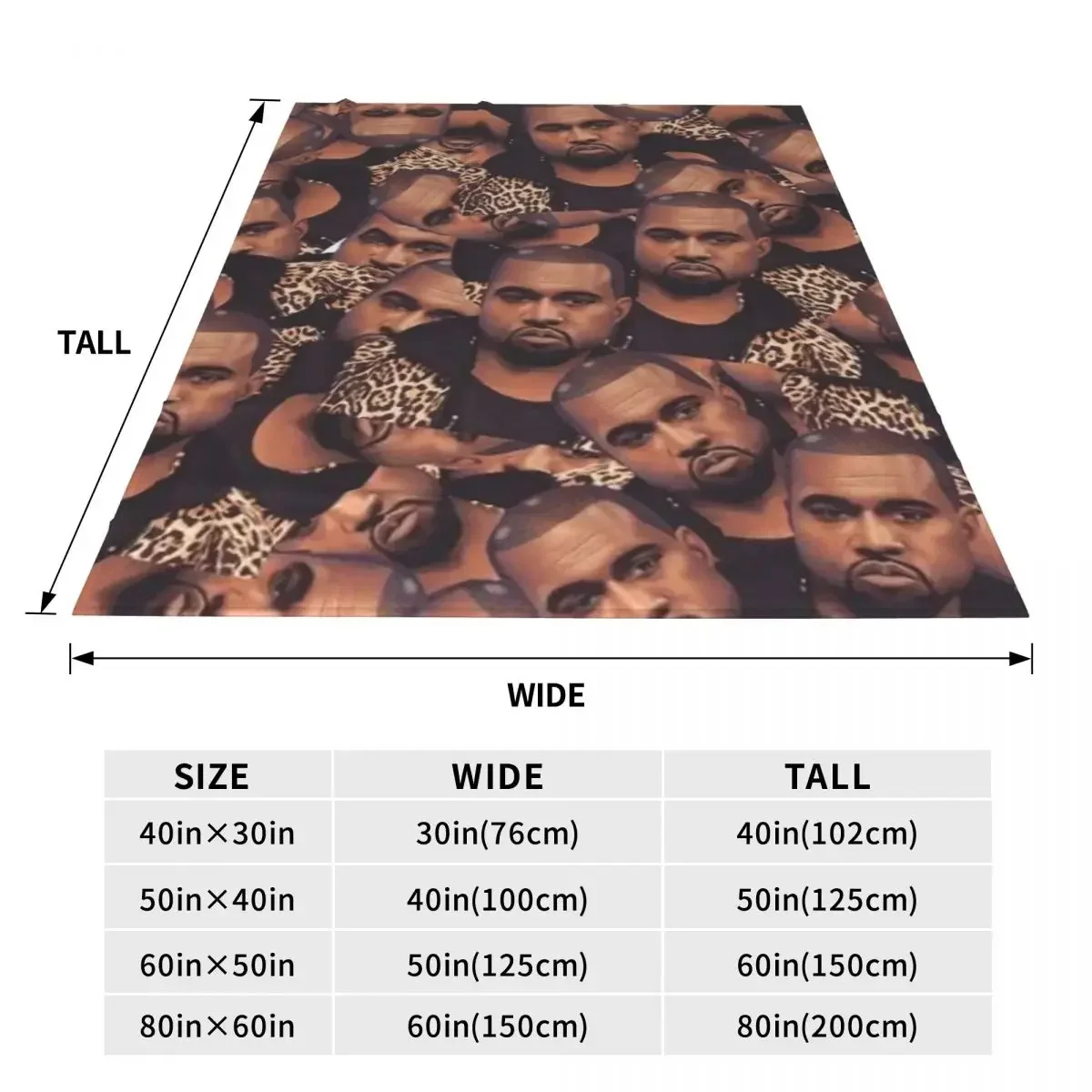 K-Kanye West Face Flannel Blankets Quality Super Soft Rapper Throw Blanket Autumn Airplane Travel Couch Chair Pattern Bedspread 3