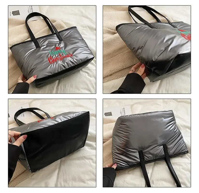 Big Christmas Gift Tote Padded Handbags Designer Quilted Women Shoulder Bags Luxury Nylon Down Cotton Crossbody Bag Winter Purse