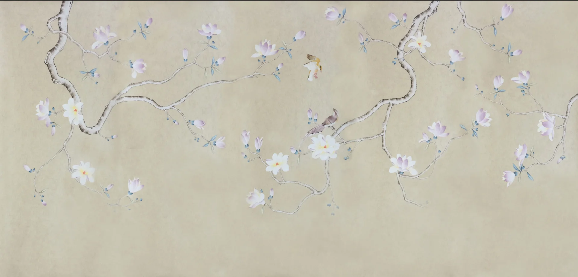 Hand-Made wallpapers silk Hand-Painted Mangnolias For Villa/Apartment/Living room/bedroom/diningroom/Sofa/TV wallcovering