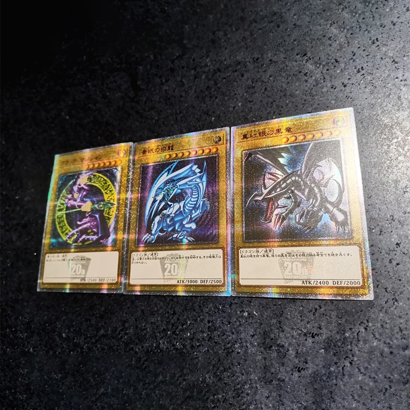 3 Pz/Set Anime Yu-Gi-Oh! Fai Da Te Autocontrollo Ocg Blue-Eyes White Dragon Red-Eyes Black Dragon Dark Magician Game Collection Cards