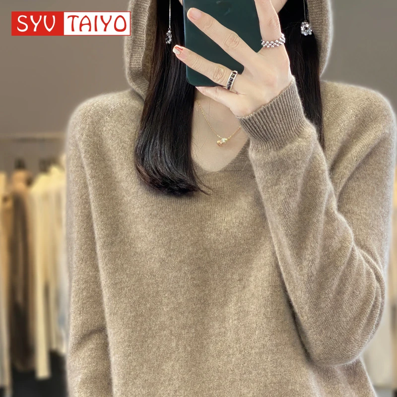 Ciovkis Suéter De Lana Merino Para Mujer 2025 Otoño Invierno Cuello En V Manga Larga