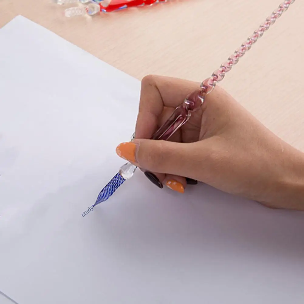 Smooth Line Dip Pen Elegant Glass Pen for Calligraphy Painting with Smooth Lines Beautiful Color Effects Easy to Use Ink Dipping