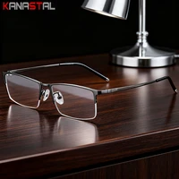 Мужские титановые полуочки в оправе, очки с блокировкой синего света, женские очки против усталости, компьютерные очки по рецепту, близорукость, очки для чтения — изображение 2