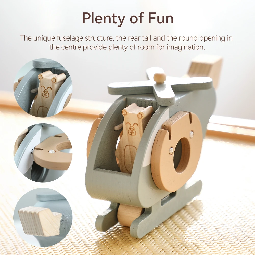 Baby Montessori Educational Games Toys Kids Creative Games Montessori Airplane Toys For Children Kids Wooden Blue Plane Toys 5