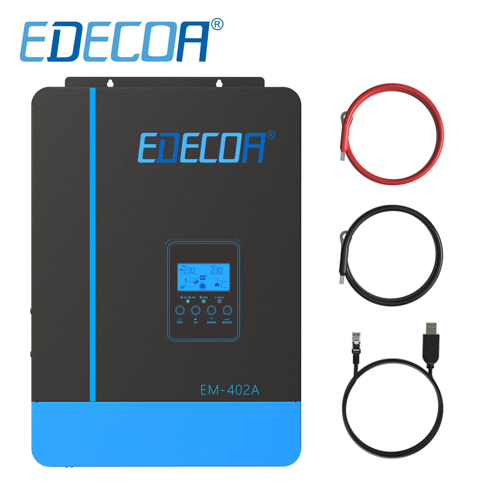 Inverter Solare Ibrido Edecoa 12V 24V 48V 220V 230V 1.8Kw 2.5Kw 3Kw 4Kw 6.2Kw Regolatore Di Carica Mppt Onda Sinusoidale Pura Off Grid