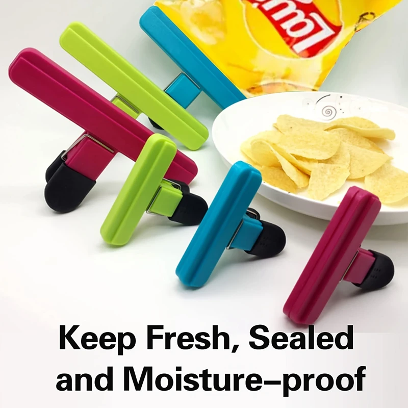 Sealing Clips 6Pcs Portable Large Chip Bag Clips Plastic Assorted Sizes Food Snack Seal Sealing Clip Sealer Clamp Kitchen Storage Accessories