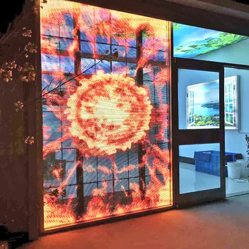 P3.91 P4 P7.81 tenda Urved pellicola a rete trasparente Display a LED in parete di vetro