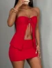 Women's Solid Color Tube Top & Skirt Two-piece Set, Fashion Casual Sleeveless Top &Bodycon Skirt for Daily Outdoor Wear, LadiesC 4
