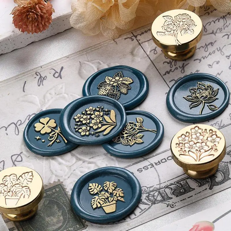 Description Picture 5 of itemFlowers Plants Rose Pattern Wax Seal Stamp Retro Sealing Wax Stamp Replace Head Flowers Leaf Decorate Gift