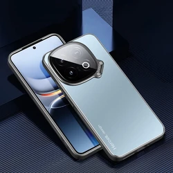 Sleek Shockproof Matte Case with Metal Lens Protector and Invisible Bracket Holder for IQOO Z10 Turbo (Blue)