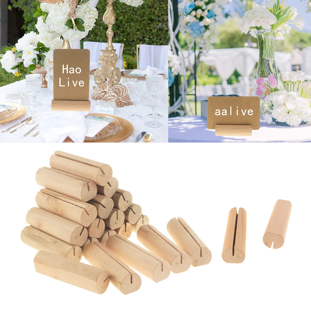 Wood Place Card Holders Wooden Table Number Stands Wedding Sign Rustic Message Name Display Stand Wedding 20/40/60/100PCS place card holders wedding table numbers