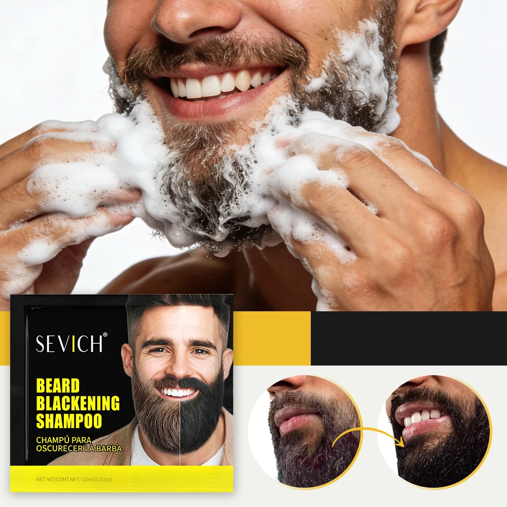 Natural Black Beard Dye Shampoo for Men Instant Hair Coloring