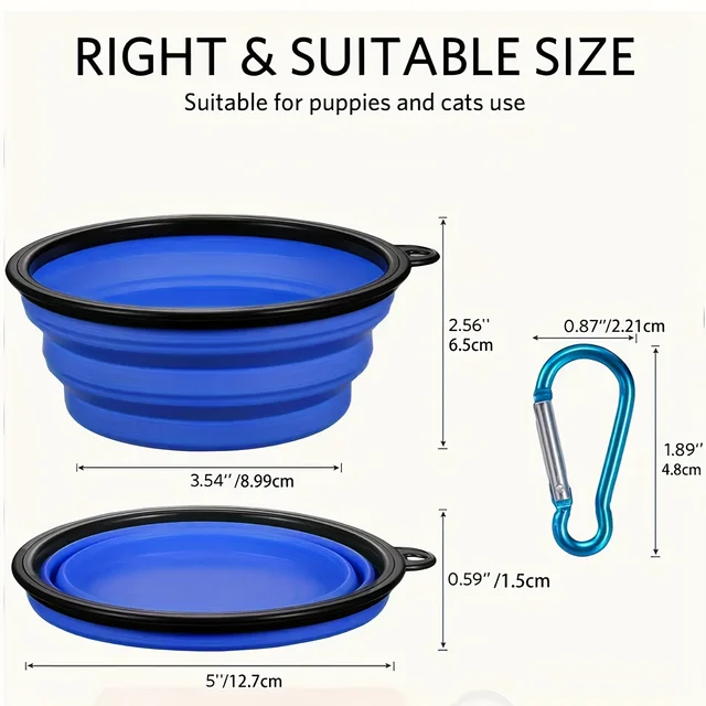 350ML Foldable Silicone Pet Bowl - Travel Bowls for Outdoor Camping - Portable, Collapsible, Lightweight, Space-Saving, Easy-to- 2
