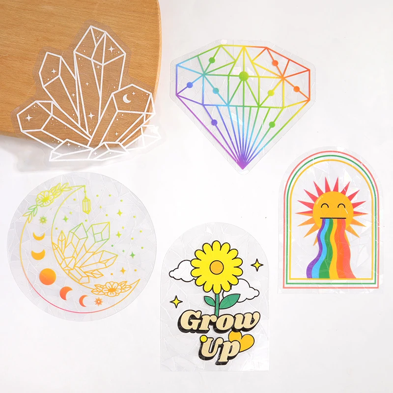 6Pcs/set Suncatcher Window Stickers PVC Glass Sticker Rainbow Sun Catcher Maker Wall Decal Art Home Bedroom Kids Room Decoration