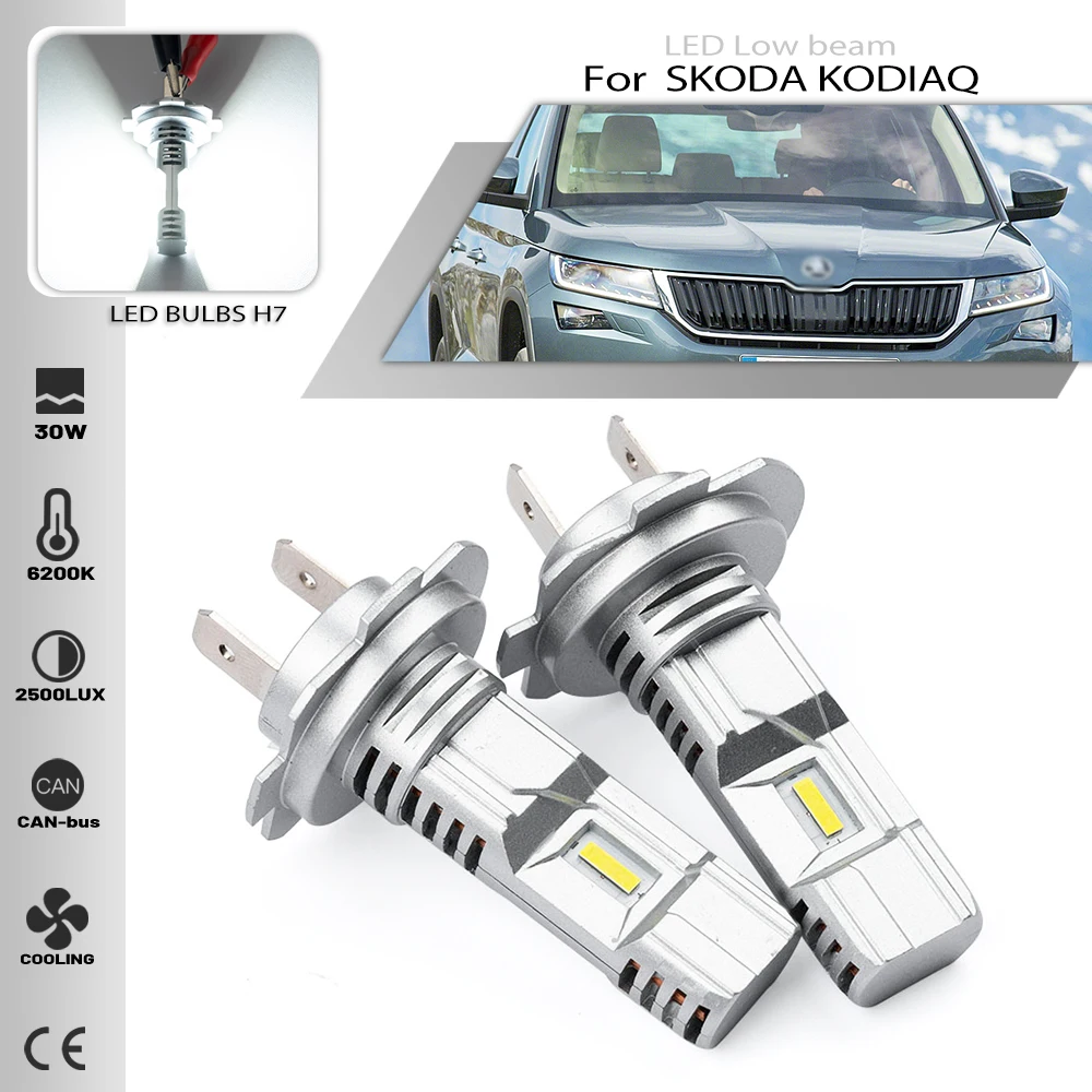 2PCSH7LedBulbsCarHeadlightsLowHighbeam6500KWhiteAuto