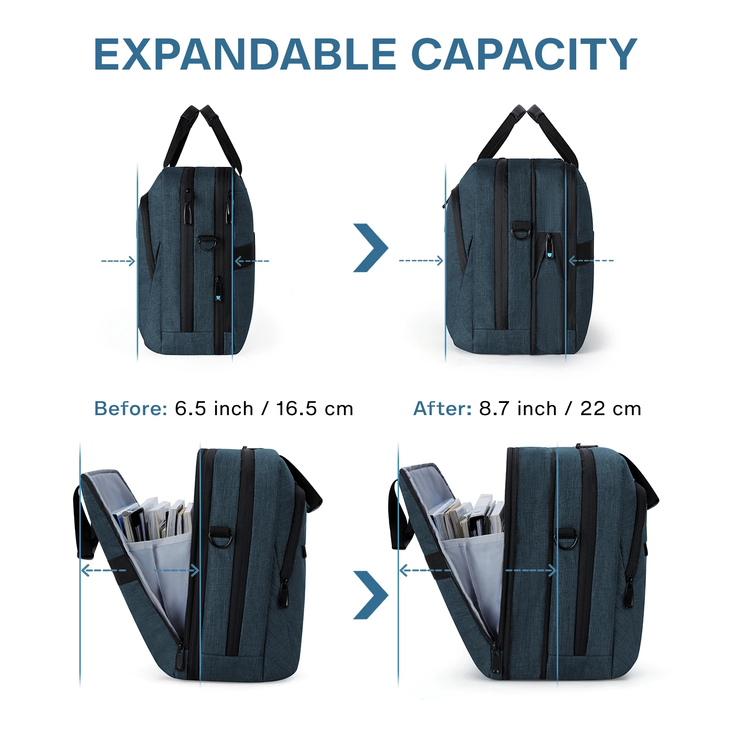Bagsmart-bolsa Expansível para Laptop para Homens e Mulheres Maleta para Computador Bolsa de Ombro Trabalho Negócios Viagens Escritório 17.3 Polegada - Imagem 3