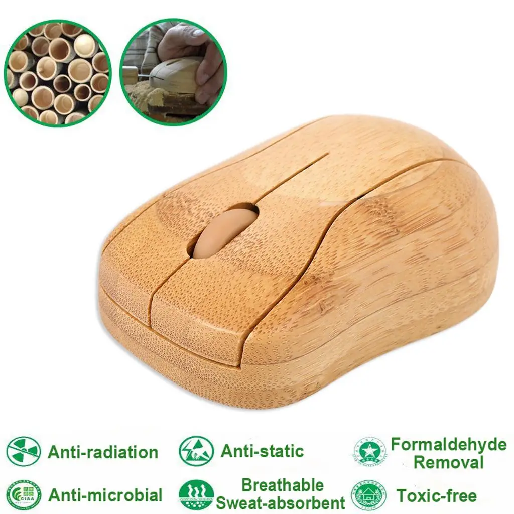 2.4GHz Bamboo Optical Mouse Healthy Sweat-resistant Anti- Mice