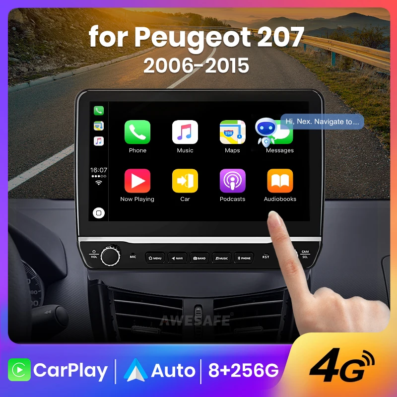 AWESAFE Autoradio Android Pour PEUGEOT 207 2006-2015 Poste Radio