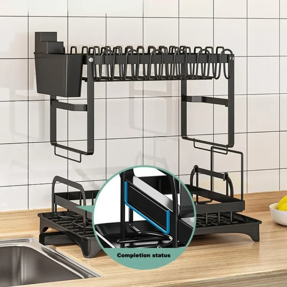 Bowl Drain Rack Household Draining Shelves Double Layers Countertop Organizer Shelf Portable Kitchen Tableware Drainage Racks