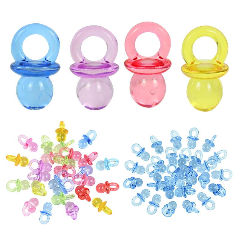 

50Pcs Transparent Acrylic Mini Pacifier Baby Shower Girl Boy Birthday Holiday Party Table Decoration Supplies Game Decorations