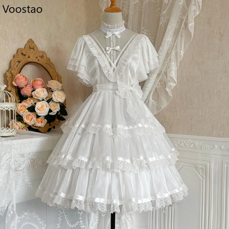 Japanese Sweet Lolita Princess Dress Women Gothic Y2k Lace Bow Ruffles Flowers Wedding Dresses Girly Chic Evening Party Vestidos lolita dress lolita suspender dress suspender dress lolita skirt gothic gowns