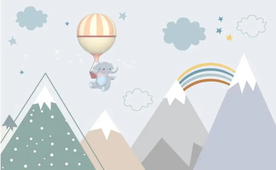 do bebê, balão moderno, elefante, coelho, rosa, cinza, menina geométrica