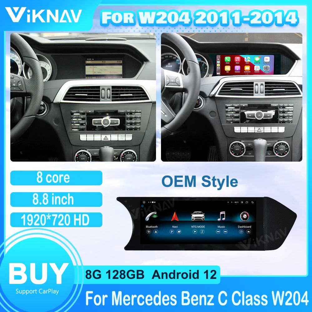 

8,8 дюймовая Автомагнитола OEM для Mercedes Benz C Class W204 2011-2014 NTG 4.5 система сенсорный экран Bluetooth Автомобильная GPS-навигация