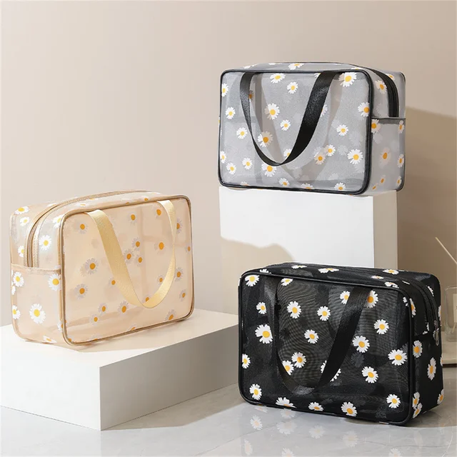 Sminkzsák Hálózsák Látható Átlátszó Tárolózsák Megerősített Megvastagodott Fogantyú Nagy Kapacitású Kozmetikai Táska - Image 5