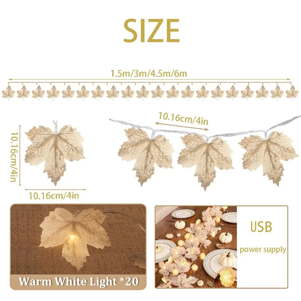 Maple Leaf Design Maple Leaf LED String Lights Waterproof Imitation Plant Holiday Decorative Lights Plastic Lifelike