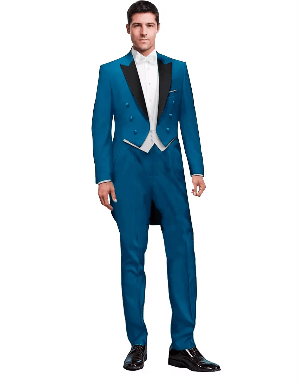 3 Piece Solid Men Suit Wedding Groom Tuxedo Long Tailcoat Best Man Formal Prom Suit Fashion Costume Homme (Jacket+Vest+Pants)