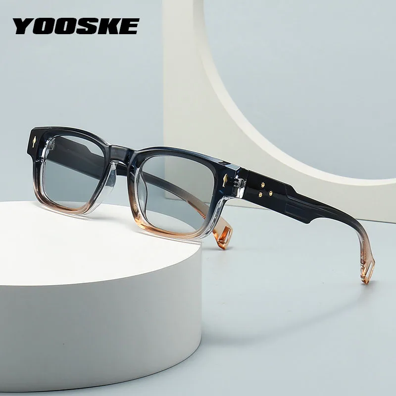 YOOSKE Vintage Square Sunglasses Women Fashion Brand Designer Gradient Shades UV400 Goggles Men Trending Rivets Punk Sun Glasses