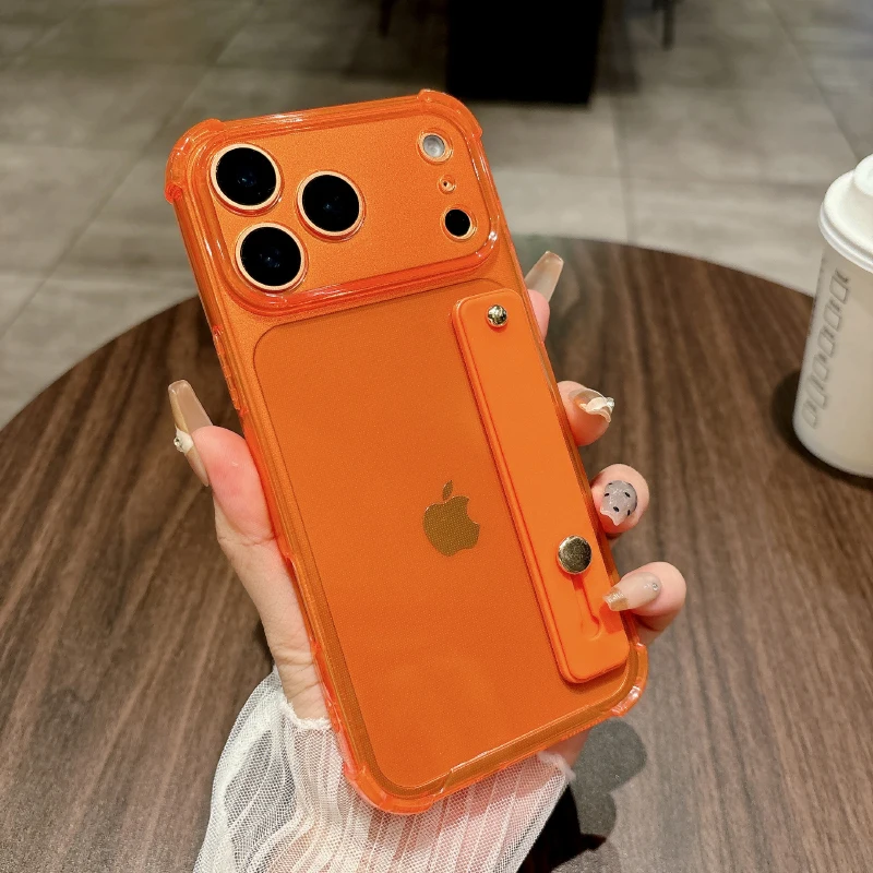Four Corner Anti-Drop Ring Wristband Holder Soft TPU Translucent Phone Case