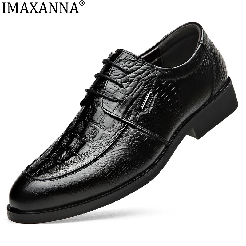 

IMAXANNA Men's Fashion High Luxury Business Formal Leather Shoes Crocodile Pattern Comfortable Wear-resistant Derby Shoes
