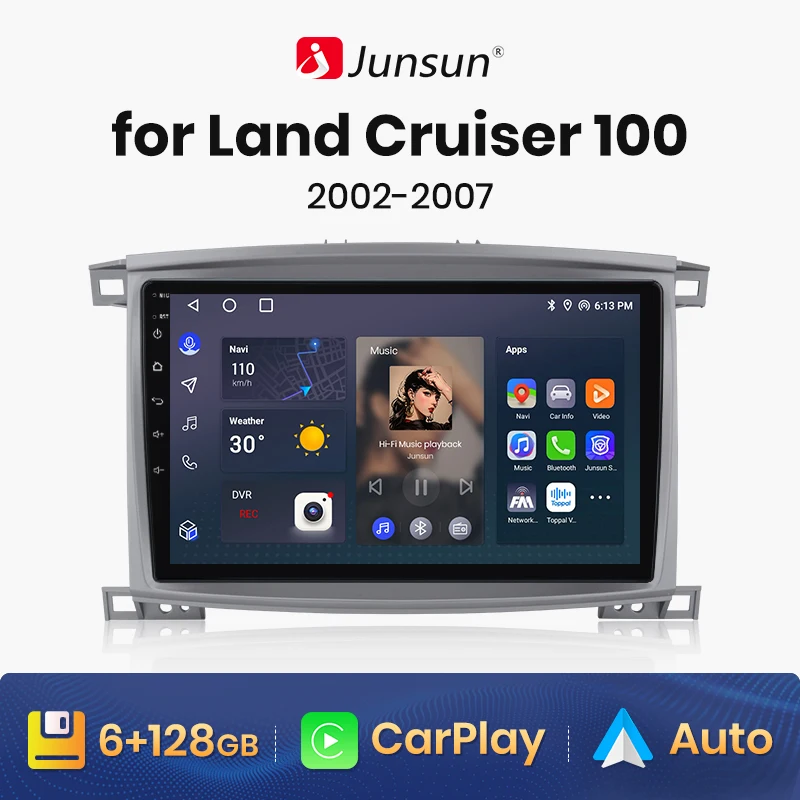 

Junsun V1pro Беспроводной CarPlay автомагнитола Android Auto Аудио для авто мультимедиа автомобиля для ленд крузер 100 Toyota LAND CRUISER 100 2002-2007 4G 2дин магнитола андройд GPS магнитола для авто