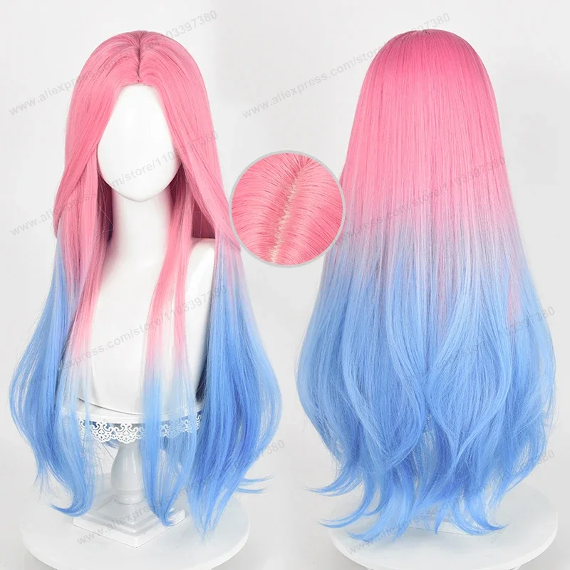 ✨26” pink with blue cutesy bang cosplay wig +NWT*✨ Amazon.com : TEDPRBGE 2th Idol Cosplay Wig Pink Mix Blue  main image 4