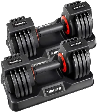 

HYPATA 25/55 lbs Pair Adjustable Dumbbell Set, Adjust Dumbbell Weight for Exercises Pair Dumbbells for Men and Women in Home