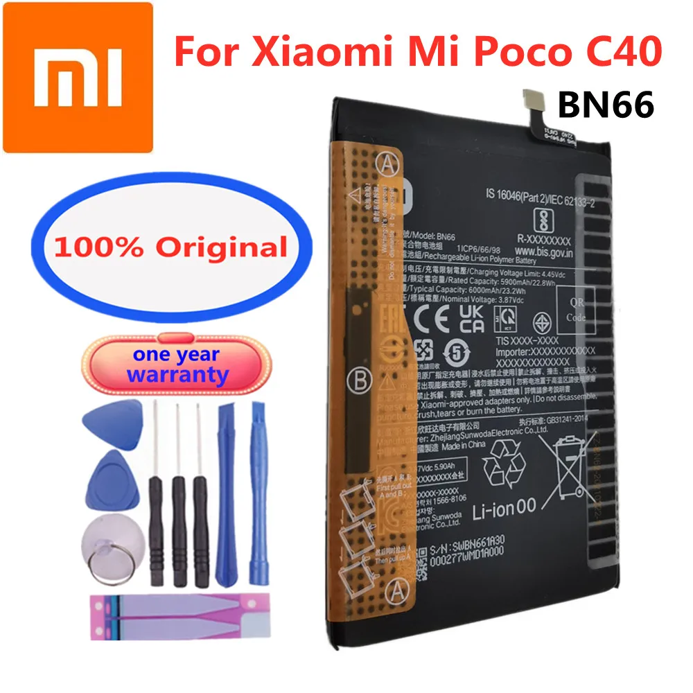 

High Quality BN66 6000mAh Original Phone Replacement Battery For Xiaomi Mi POCO C40 Batteries Genuine Bateria Batterij