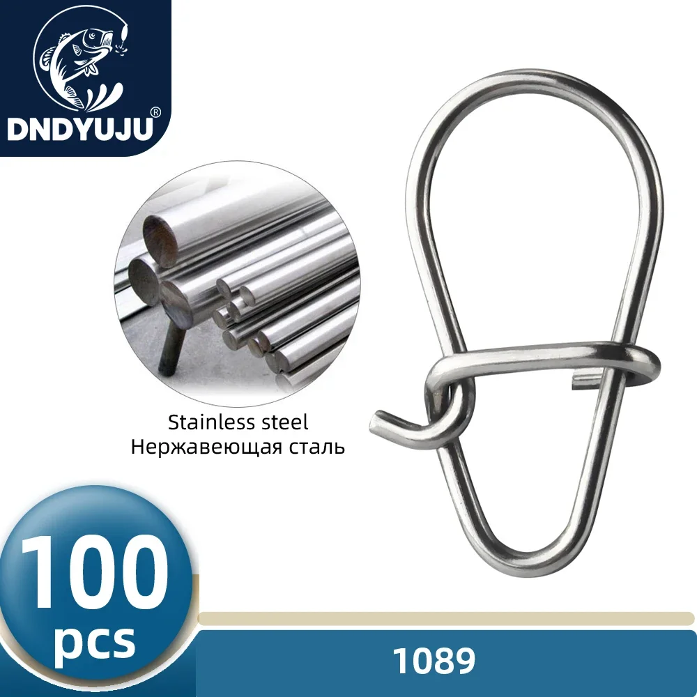 100Pcs Fishing Nice Hooked Snap Pin 304 Stainless Steel Rolling Swivel Lure Connector Fishing Tackle Accessories Fish Tool Fishing Connector