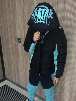 Piumino addensato da uomo Y2k Cappotto imbottito stampato con lettera traspirante Uomo Felpe con cappuccio punk Giacche Autunno Inverno Abbigliamento caldo imbottito 1