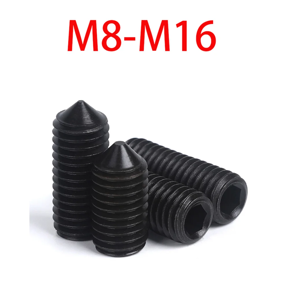 

Black Hex Hexagon Socket Cone Point Grub Set Screws M8 M10 M12 M14 M16 Grade 12.9 Alloy Steel Allen Head Cone Point Set Screw
