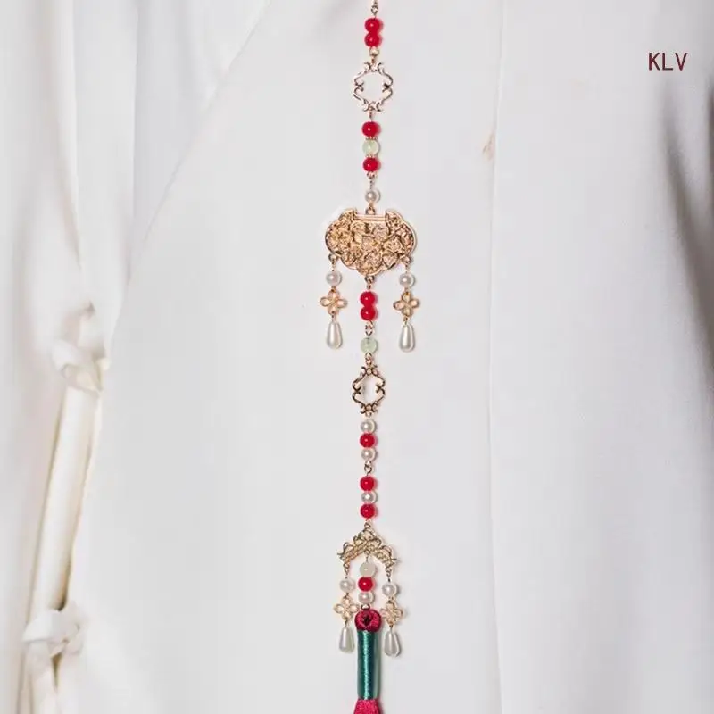 

Unique Waist Pendant Chinese Mamianqun Skirt Accessories Chain with Beads Waist Wear Pearls Flower Chain