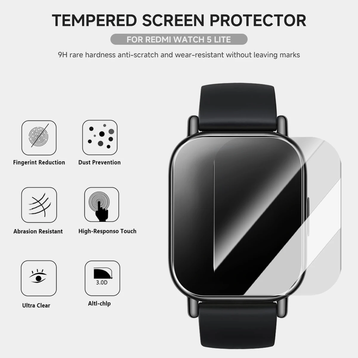 Premium 9H Tempered Glass Screen Protector for Smart Watch - Clear HD Film