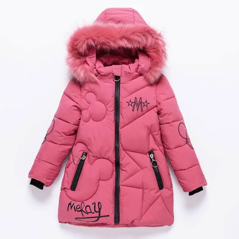 Girls Winter Jacket - Heavyweight Long Style Coat With Detachable Velvet Hood